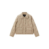Women's Brown Argyle Embossing Puffer Jacket
